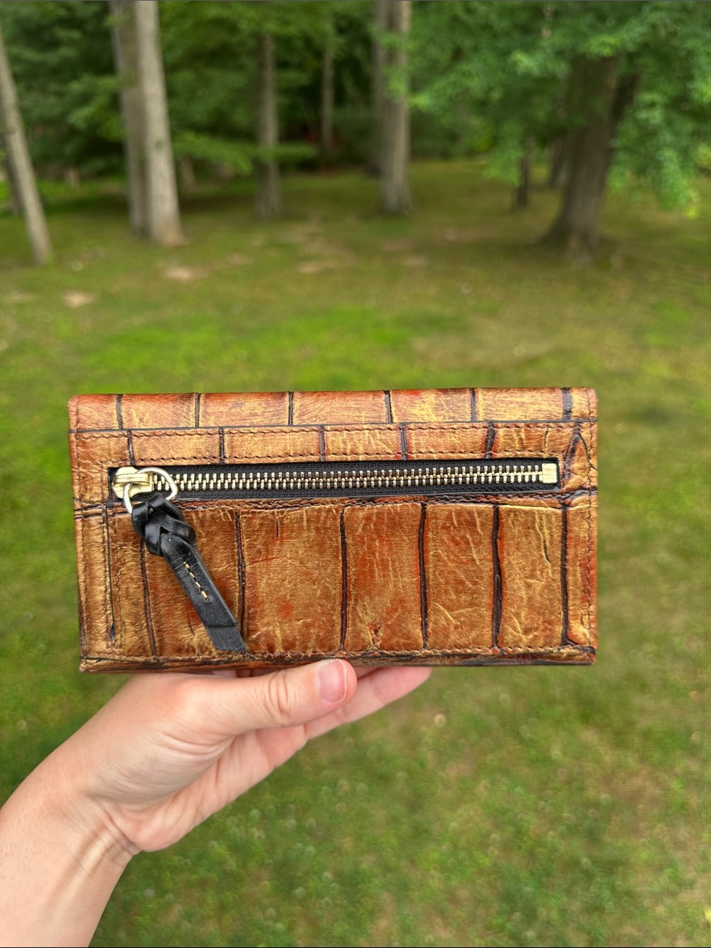 Dooney & Bourke Croc-Embossed Leather Wallet in Distressed Tan and Brown - Picture 6 of 16